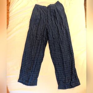 Lord & Taylor 1990s Navy Blue Patterned Pants Trousers M